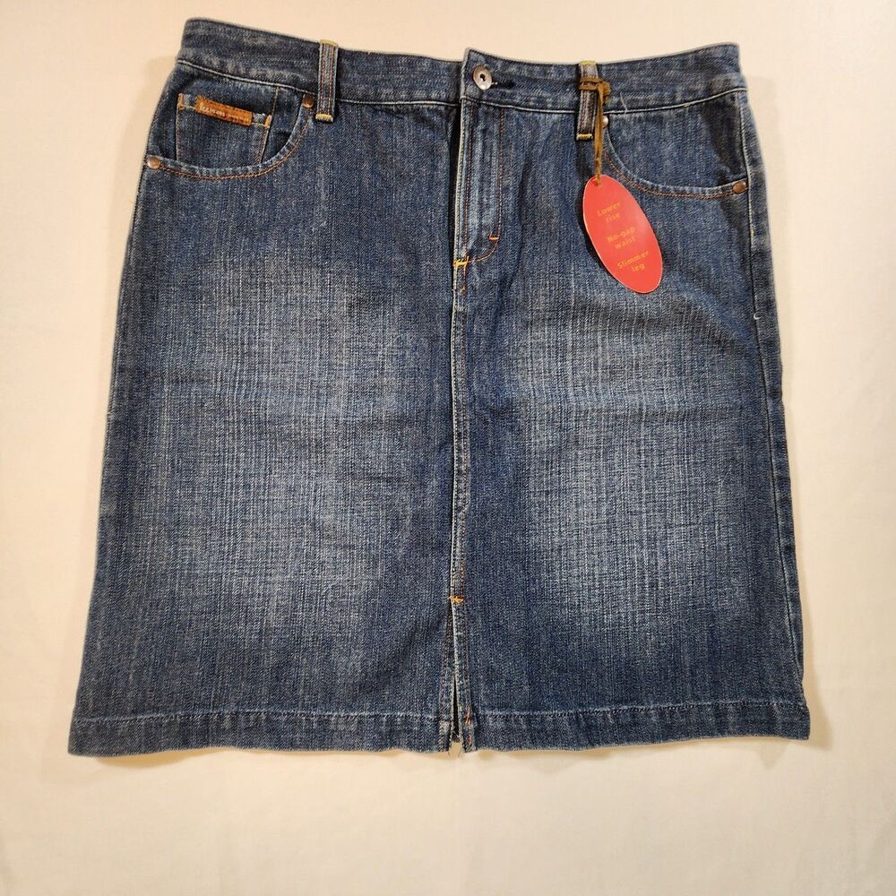 Lee Jeans Denim Skirt Size 15-16 Medium Blue Cotton No Gap Waist New with tags!
